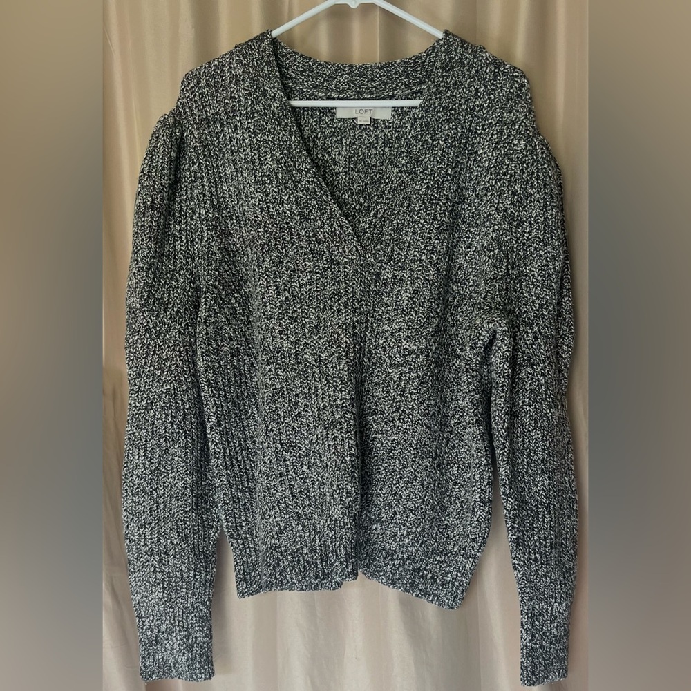 LOFT Black and White V-Neck Sweater